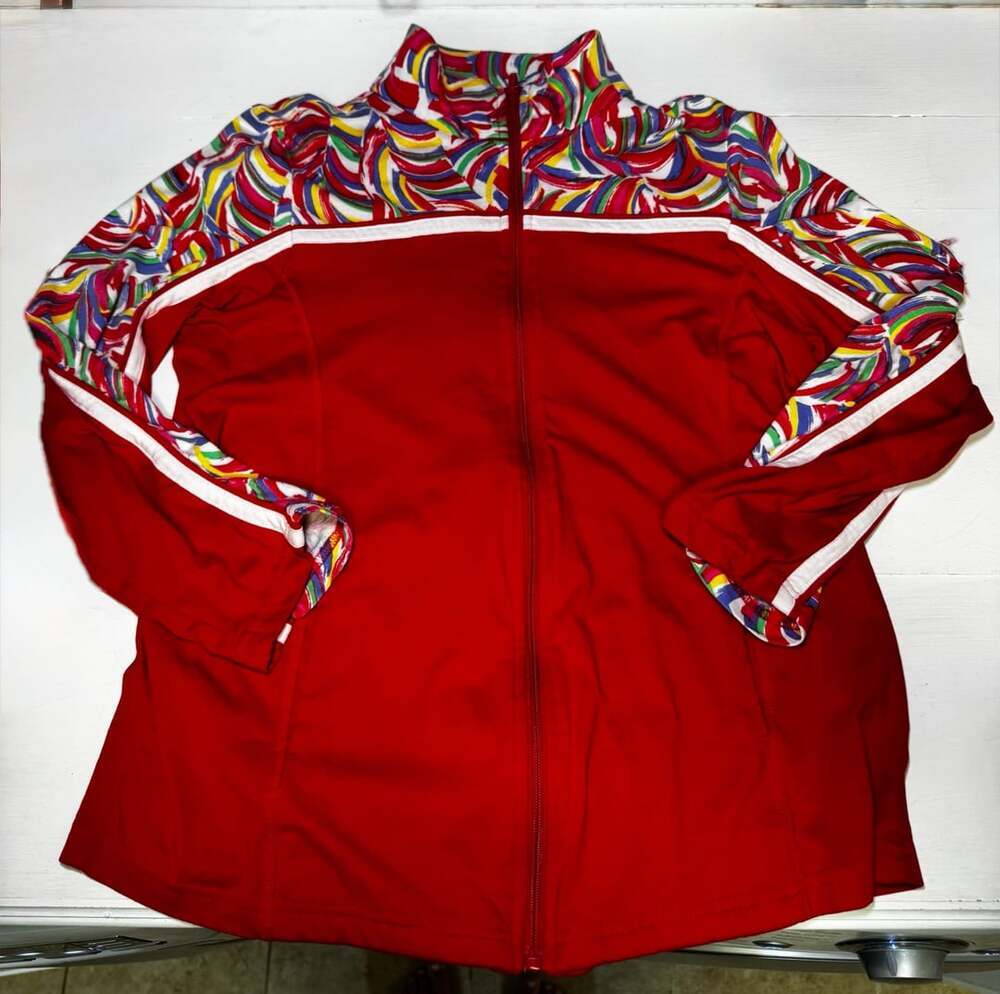 freedom fit Track Jacket MP Red Multi Swirl Zip Up
